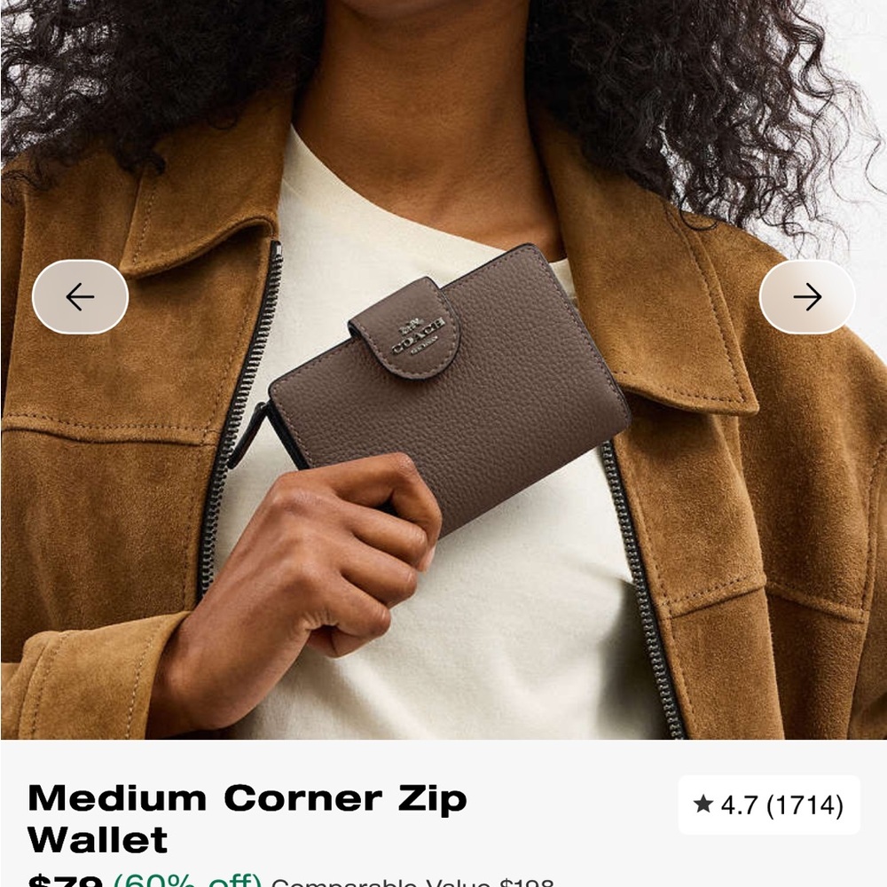 Coach Chocolate Brown Corner Zip Wallet